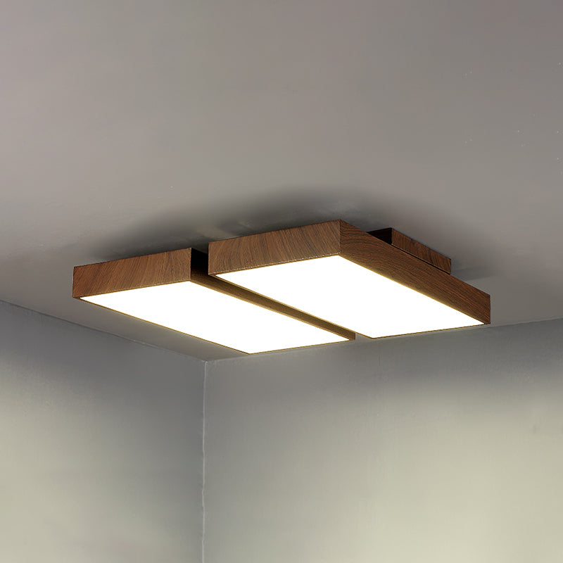 LED Modern Metal Flush Mount Rectangle Shape Ceiling Lamp with Acrylic Shade for Bedroom