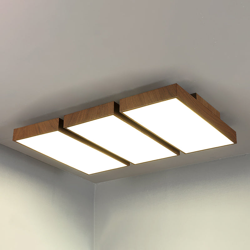 LED Modern Metal Flush Mount Rectangle Shape Ceiling Lamp with Acrylic Shade for Bedroom