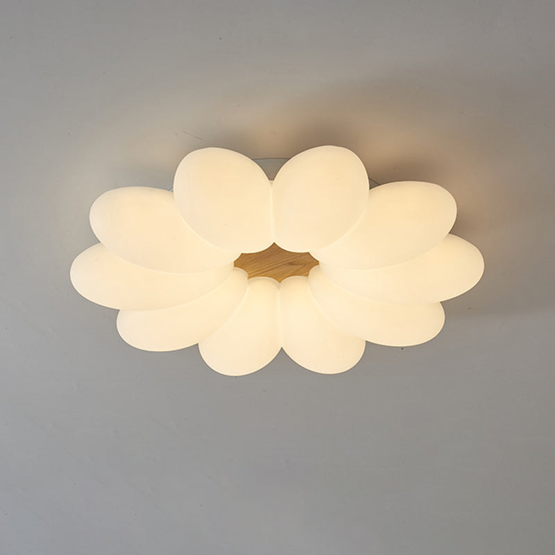 Flower Shape Flush Chandelier Lighting Modern Flush Mount Lighting in White Finish