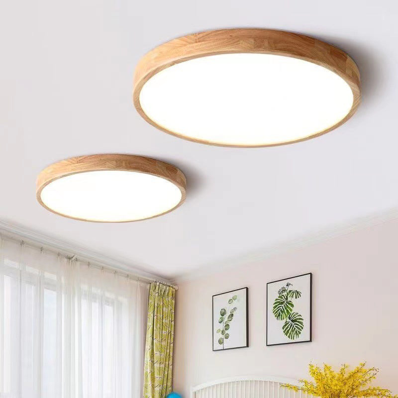 Geometric Shape Wood Flush Light Modern Style 1-Light Flush Mount Ceiling Lights in Brown