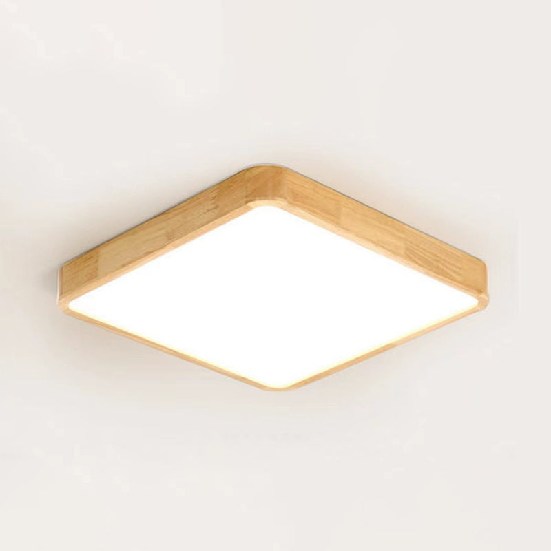 Geometric Shape Wood Flush Light Modern Style 1-Light Flush Mount Ceiling Lights in Brown