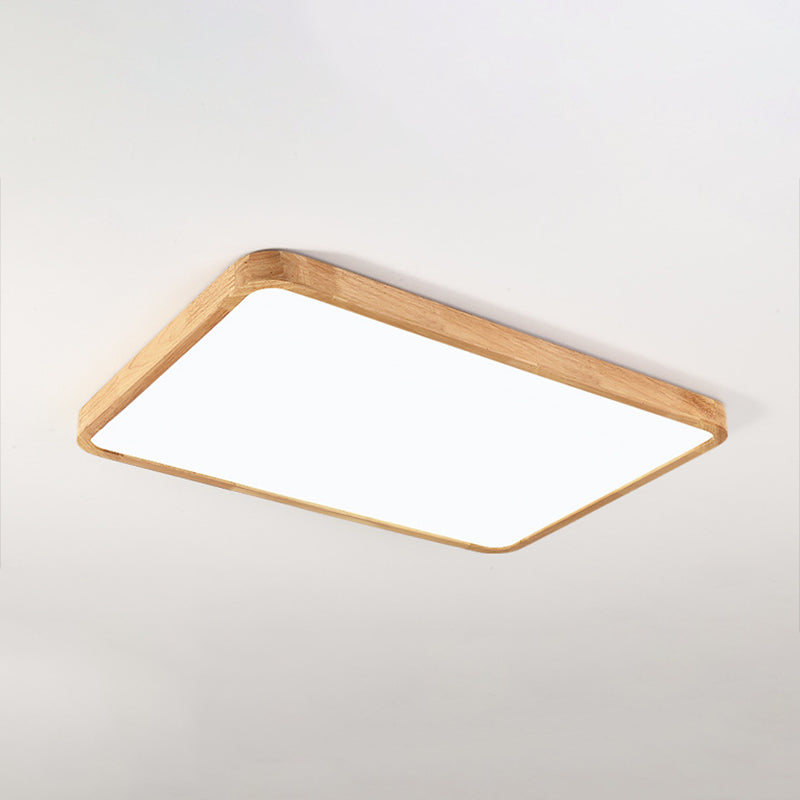 Geometric Shape Wood Flush Light Modern Style 1-Light Flush Mount Ceiling Lights in Brown