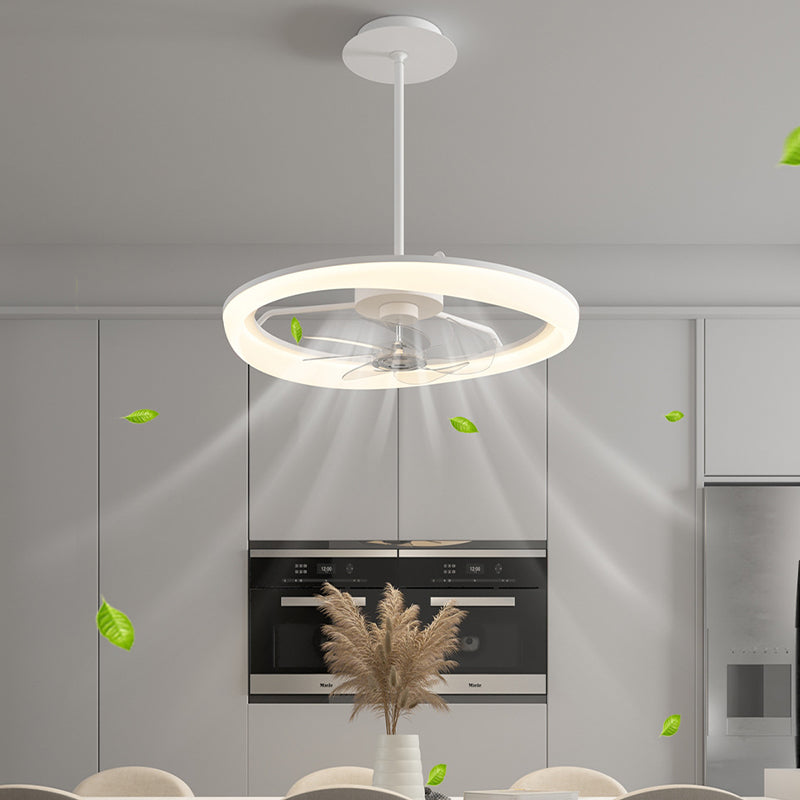 Matte White Ceiling Chandelier LED Contemporary Ceiling Fan Light Fixture