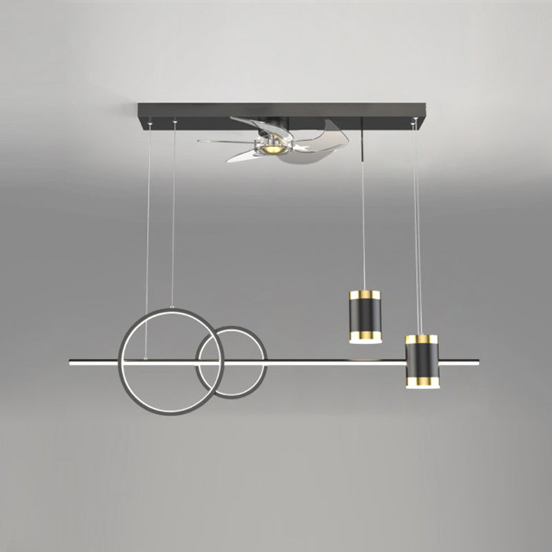 Contemporary Fan Light Linear Metal LED Ceiling Fan Light Fixture