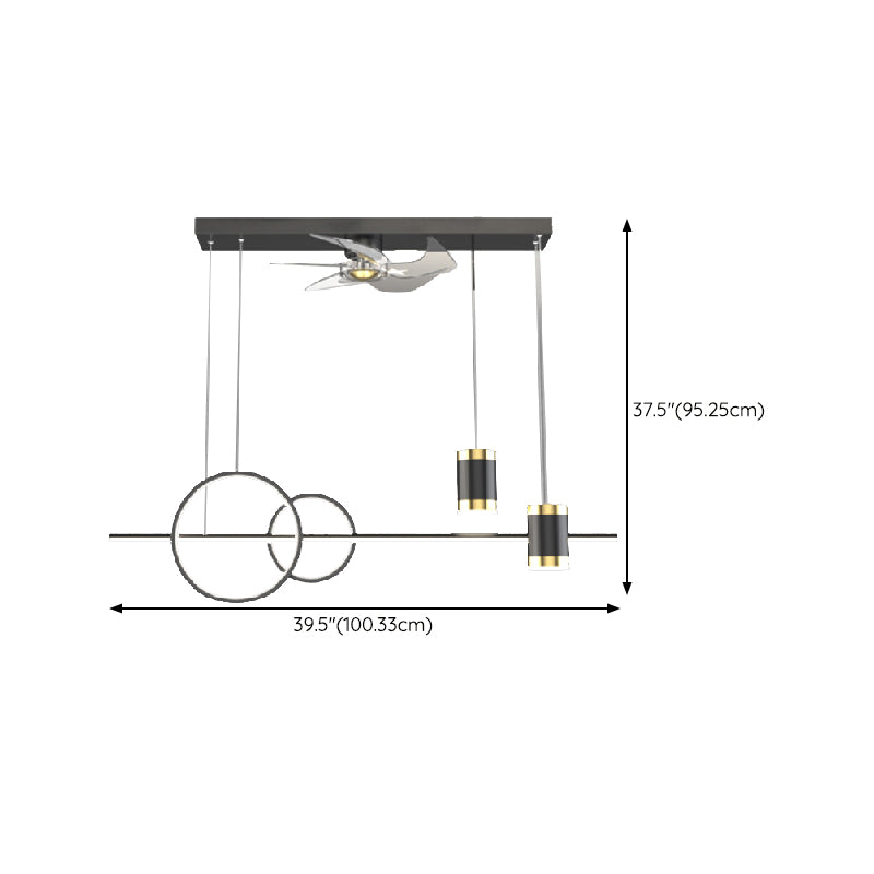 Contemporary Fan Light Linear Metal LED Ceiling Fan Light Fixture