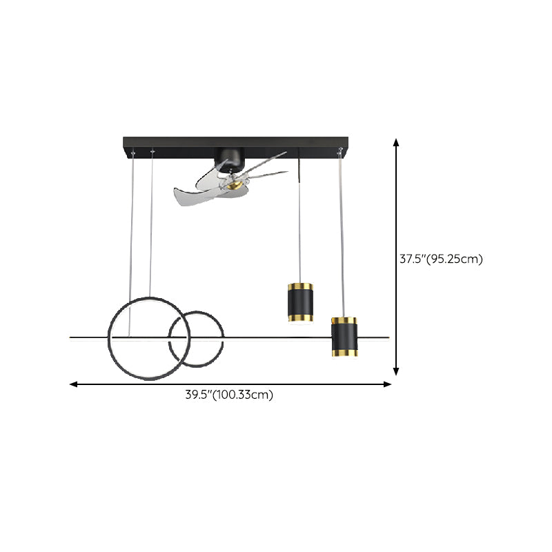 Contemporary Fan Light Linear Metal LED Ceiling Fan Light Fixture