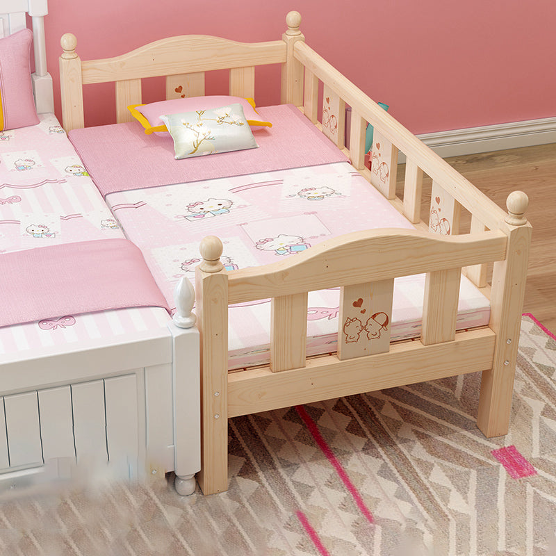 Traditional Style Solid Wood Baby Crib with Guardrail and Mattress