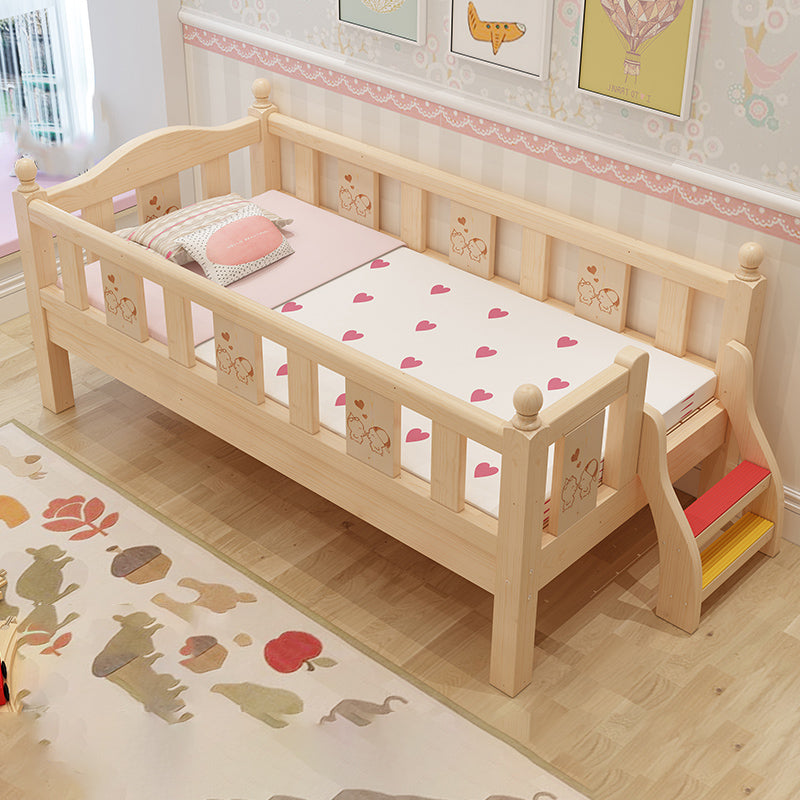 Traditional Style Solid Wood Baby Crib with Guardrail and Mattress