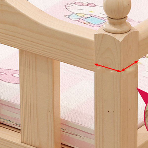 Traditional Style Solid Wood Baby Crib with Guardrail and Mattress