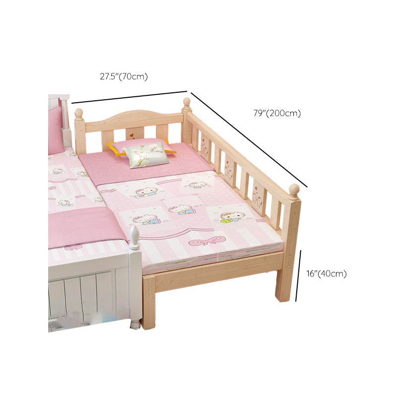 Traditional Style Solid Wood Baby Crib with Guardrail and Mattress