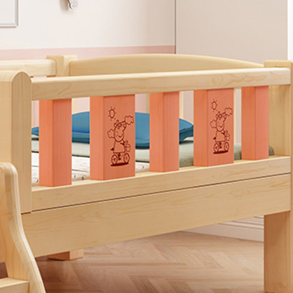 Traditional Style Solid Wood Nursery Bed with Mattress and Guardrail