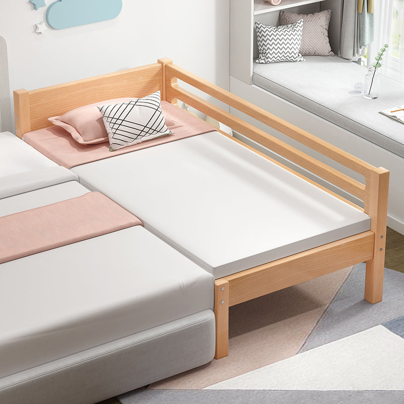 Nordic Style Solid Beech Nursery Bed with Mattress and Guardrail