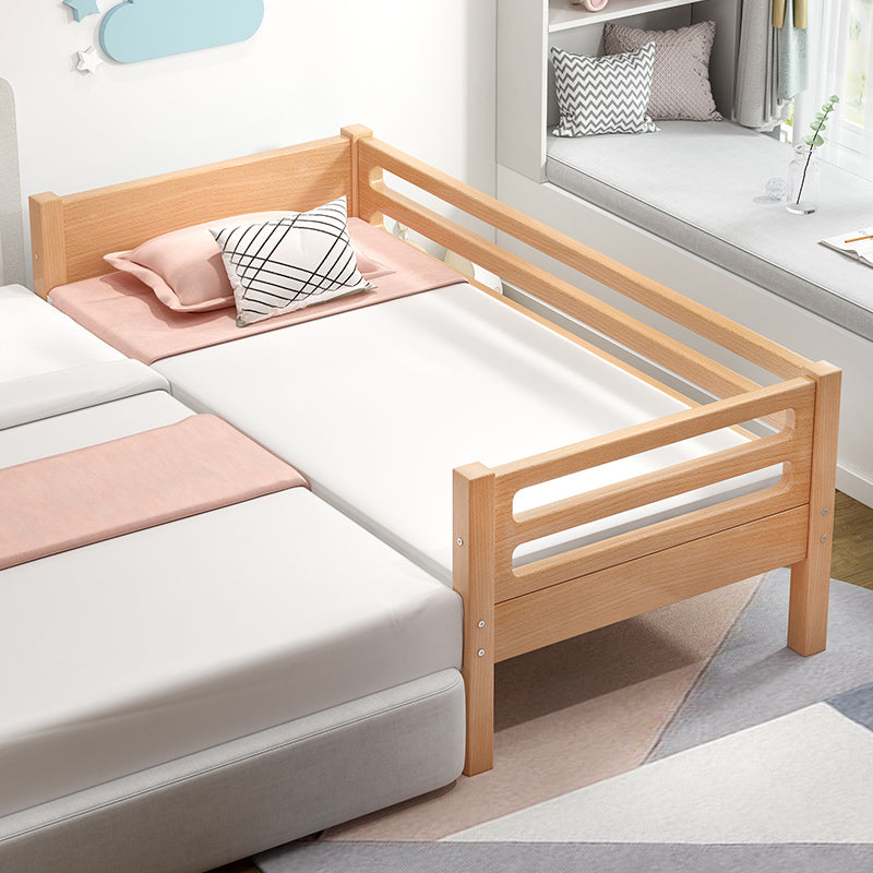 Nordic Style Solid Beech Nursery Bed with Mattress and Guardrail