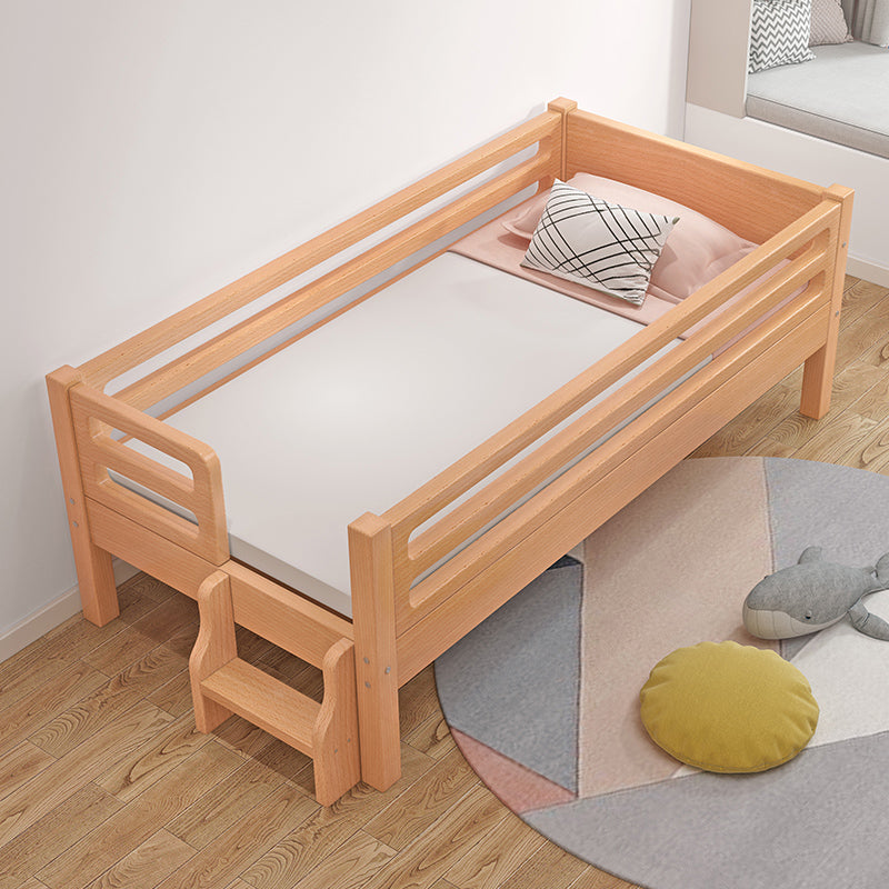 Nordic Style Solid Beech Nursery Bed with Mattress and Guardrail