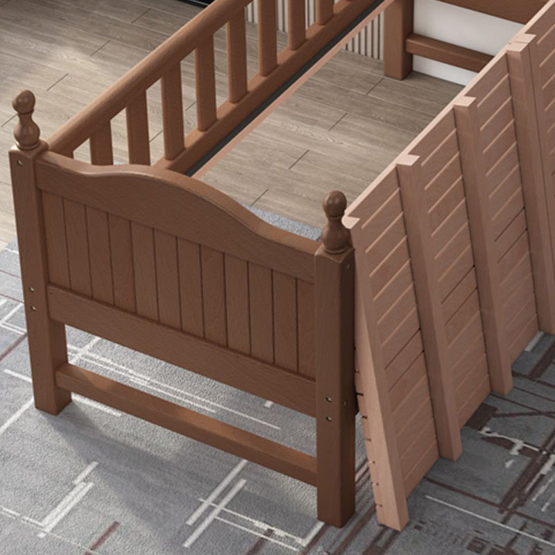 Walnut Color Baby Crib Traditional Beech Nursery Bed with Guardrails