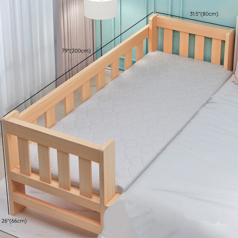 Washed Natural Wood Baby Crib Modern Nursery Crib with Guardrail