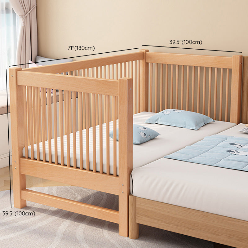 Washed Natural Nursery Crib Modern Wood  Nursery Crib with Guardrail