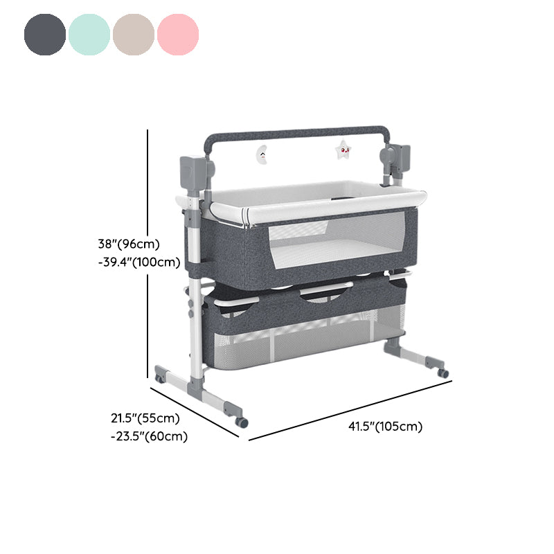 Rocking Bedside Bassinet Round Side Crib Electric with Storage Basket