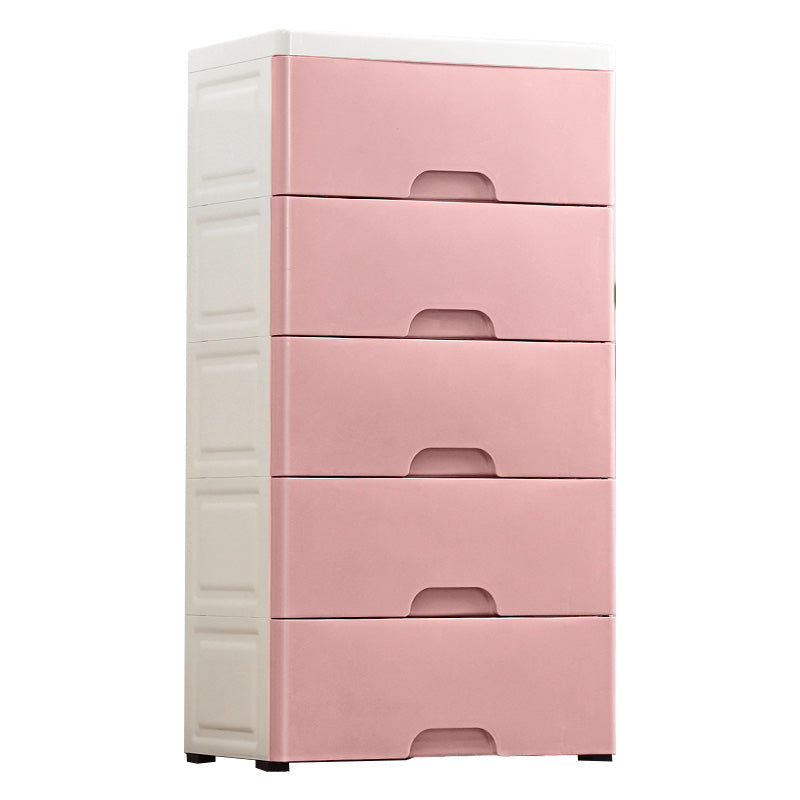 Contemporary Plastic Vertical Kids Nightstand with 5 Drawers for Home