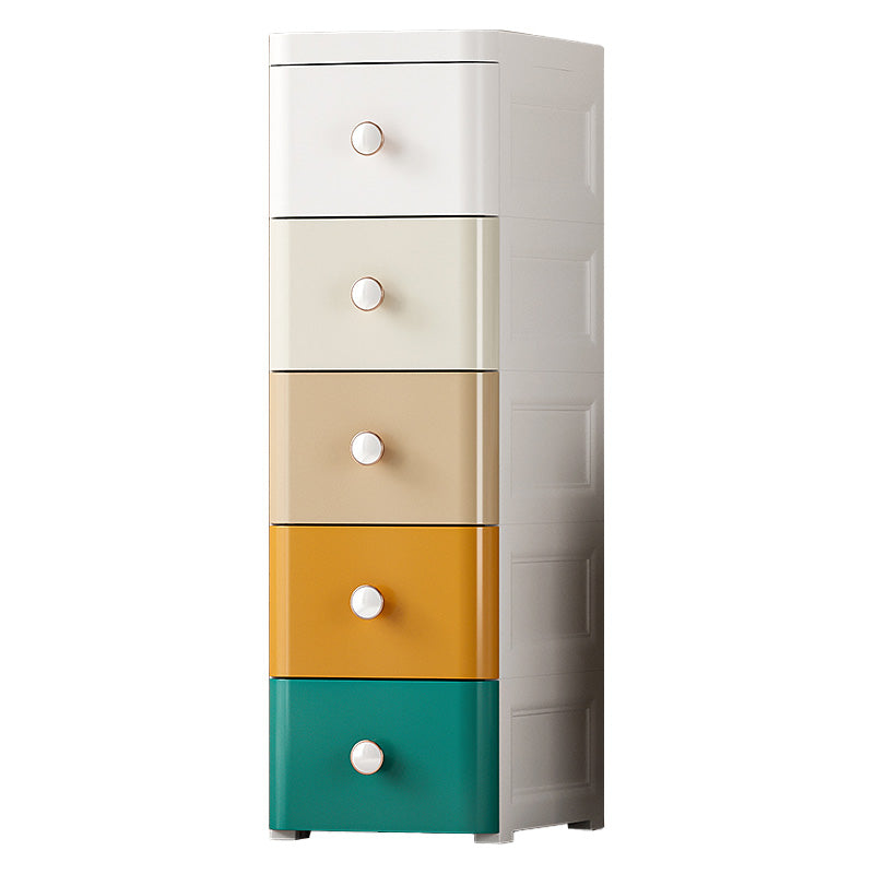 Ultra Modern Vertical Plastic Kids Nightstand with Drawers for Bedroom