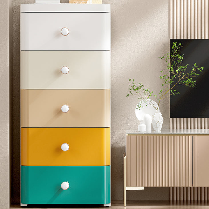 Ultra Modern Vertical Plastic Kids Nightstand with Drawers for Bedroom