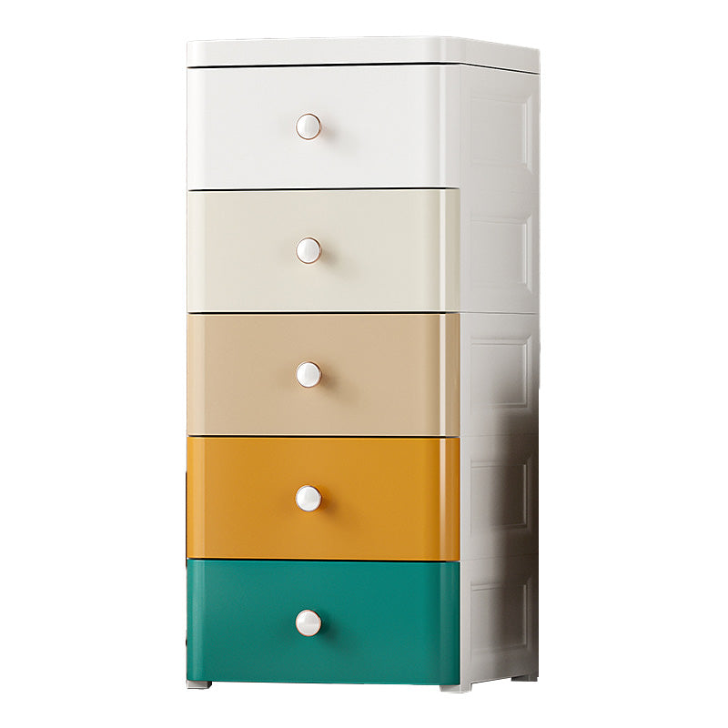 Ultra Modern Vertical Plastic Kids Nightstand with Drawers for Bedroom