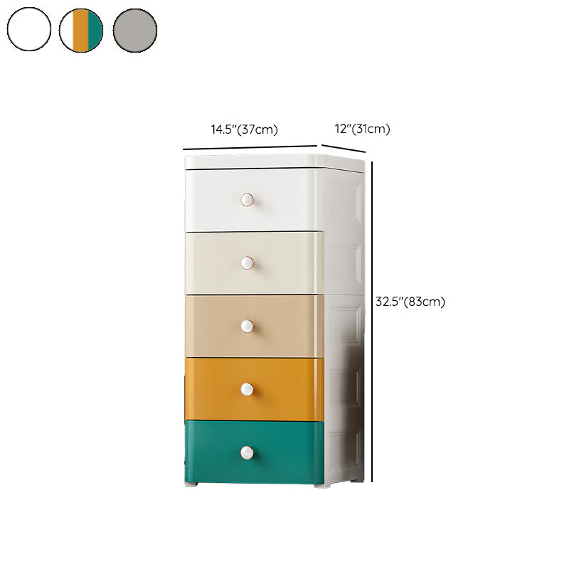 Ultra Modern Vertical Plastic Kids Nightstand with Drawers for Bedroom