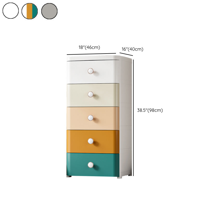 Ultra Modern Vertical Plastic Kids Nightstand with Drawers for Bedroom