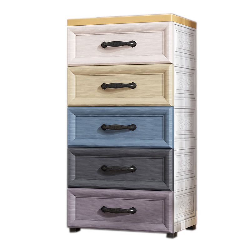 5 Drawers Plastic Kids Nightstand Nordic Vertical Nursery Dresser for Home