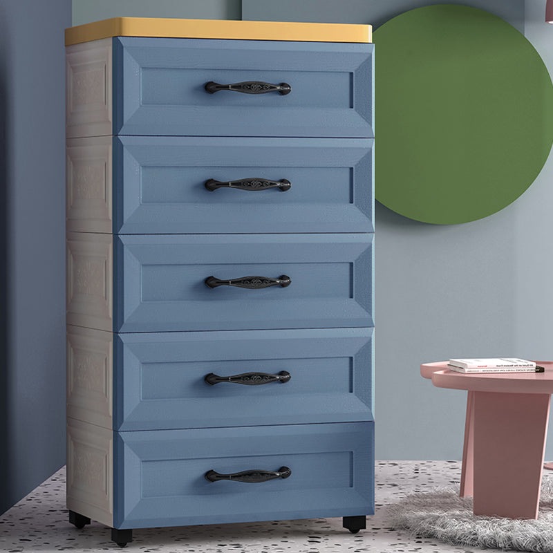 5 Drawers Plastic Kids Nightstand Nordic Vertical Nursery Dresser for Home