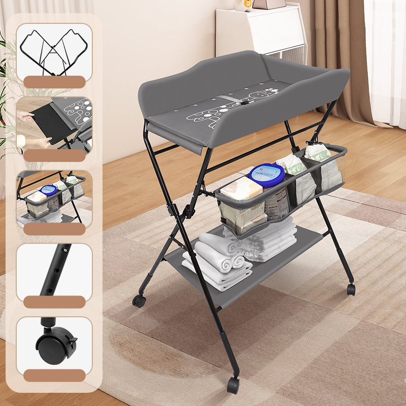 Modern Baby Changing Table Folding Metal Changing Table with Storage