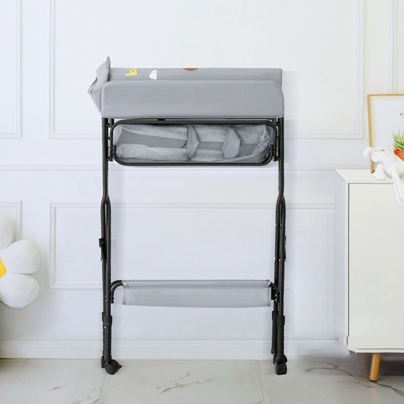 Modern Metal Changing Table 2-in-1 Baby Changing Table with Basket