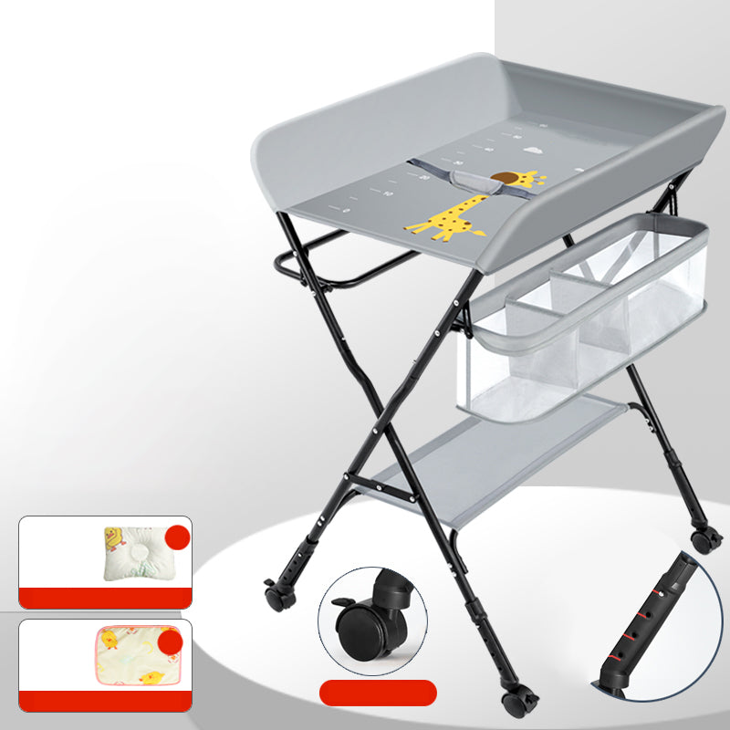 Modern Metal Changing Table 2-in-1 Baby Changing Table with Basket