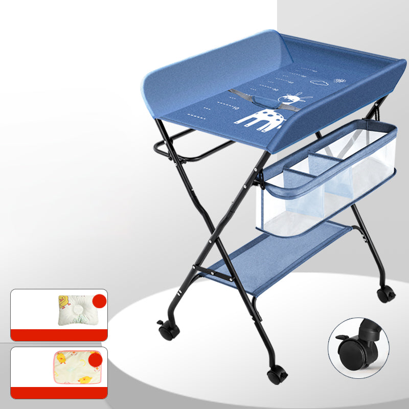 Modern Metal Changing Table 2-in-1 Baby Changing Table with Basket