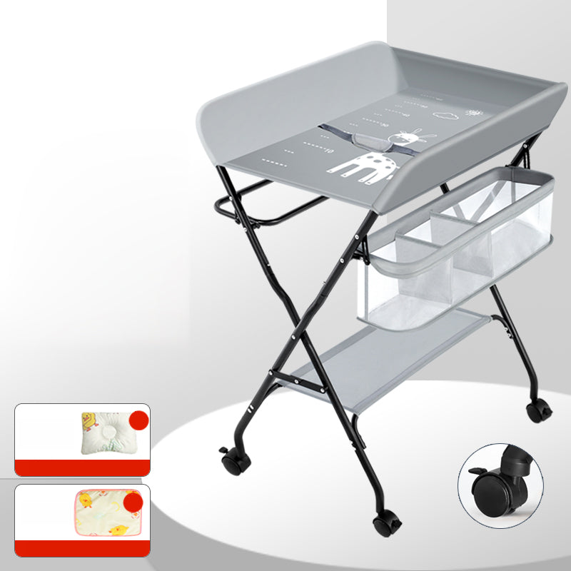 Modern Metal Changing Table 2-in-1 Baby Changing Table with Basket