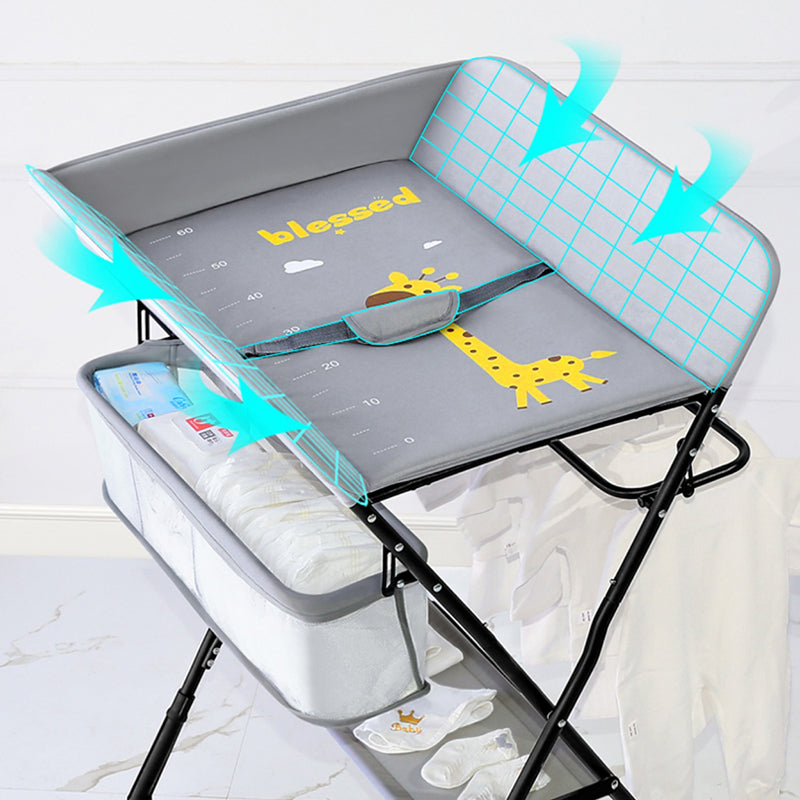 Modern Metal Changing Table 2-in-1 Baby Changing Table with Basket