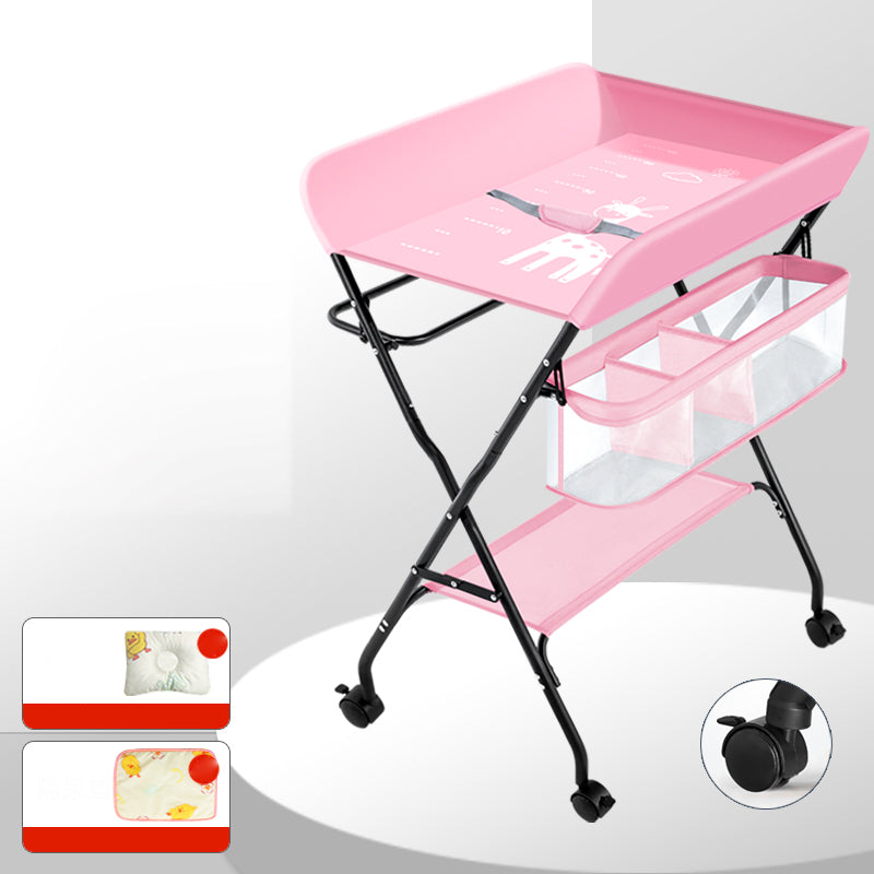 Modern Metal Changing Table 2-in-1 Baby Changing Table with Basket