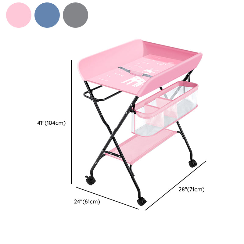 Modern Metal Changing Table 2-in-1 Baby Changing Table with Basket