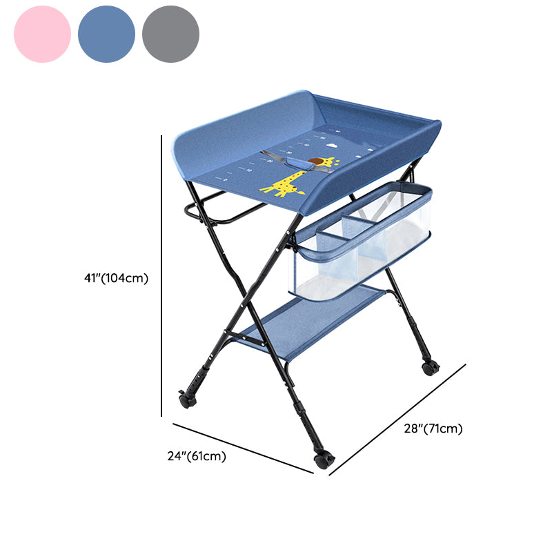 Modern Metal Changing Table 2-in-1 Baby Changing Table with Basket