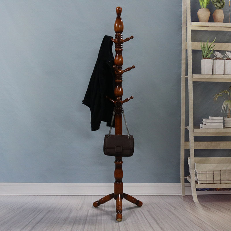 Traditional Wood Hall Tree Free Standing Entry Hall Tree with Coat Hooks