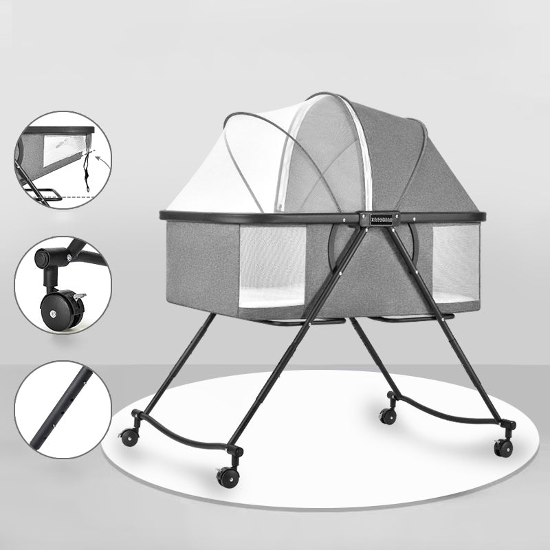 Modern Rocking Metal Gliding Crib Cradle Height Adjustable with Bedding