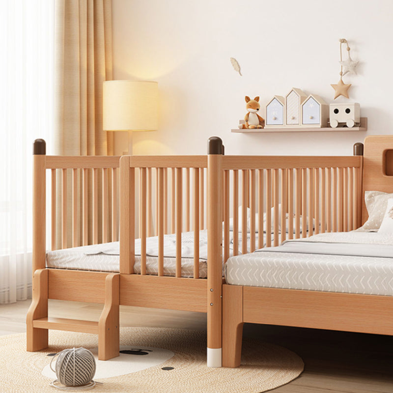 Traditional Wooden Nursery Bed Rectangle Pure Color Baby Crib