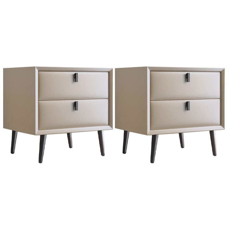 Modern Night Table Leather Accent Table Nightstand with Drawers