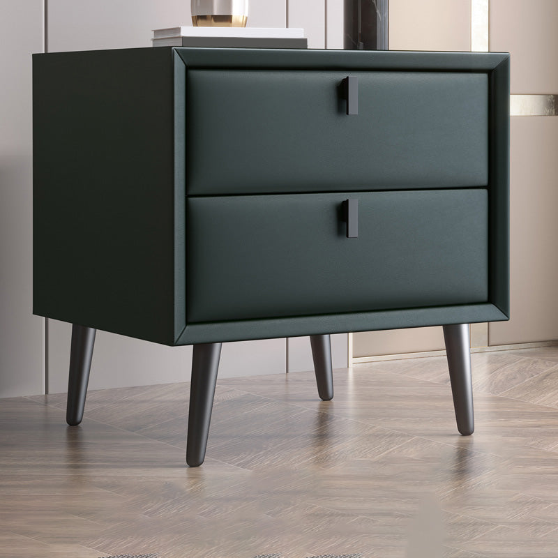 Modern Night Table Leather Accent Table Nightstand with Drawers