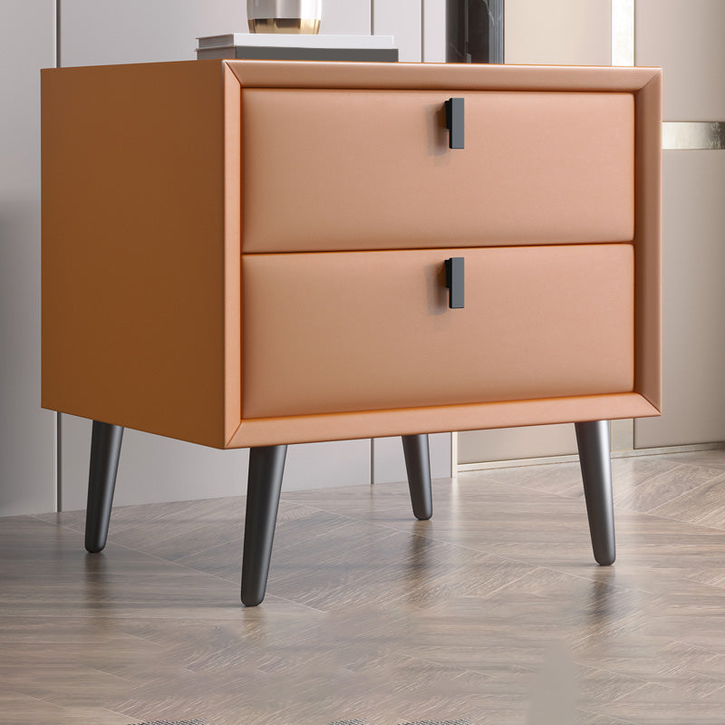 Modern Night Table Leather Accent Table Nightstand with Drawers