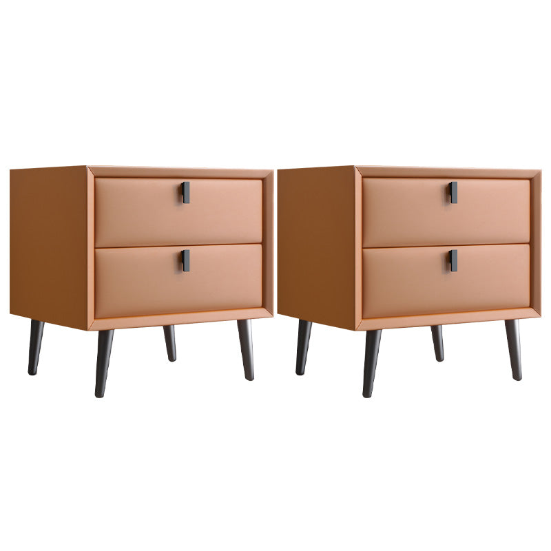 Modern Night Table Leather Accent Table Nightstand with Drawers