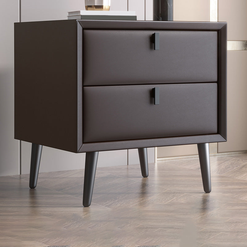 Modern Night Table Leather Accent Table Nightstand with Drawers