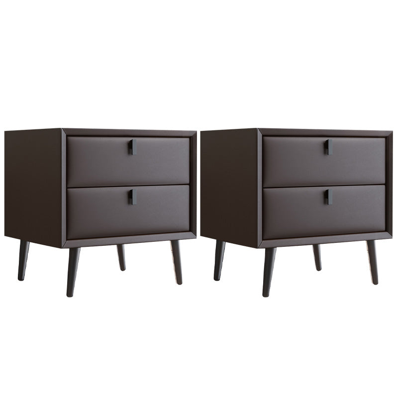 Modern Night Table Leather Accent Table Nightstand with Drawers