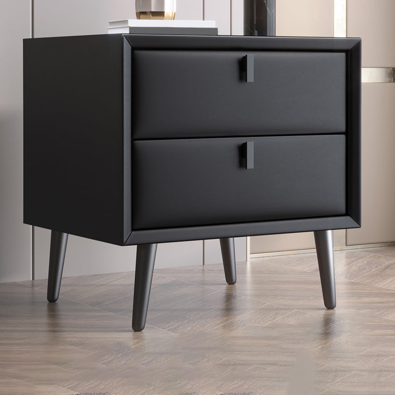 Modern Night Table Leather Accent Table Nightstand with Drawers