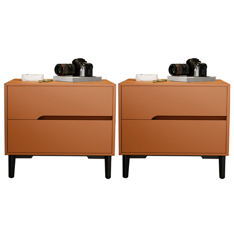 Leather Bedside Cabinet Modern Accent Table Nightstand with 2 Drawers